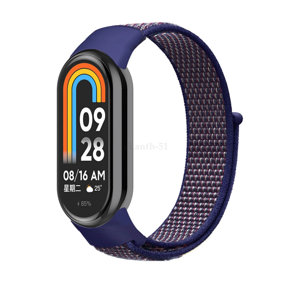 (, For Mi Band 8) Replacement Nylon Loop Strap For Xiaomi Band 8 Nfc Smart Bracelet Wristband Hot Indigo 6963793826933
