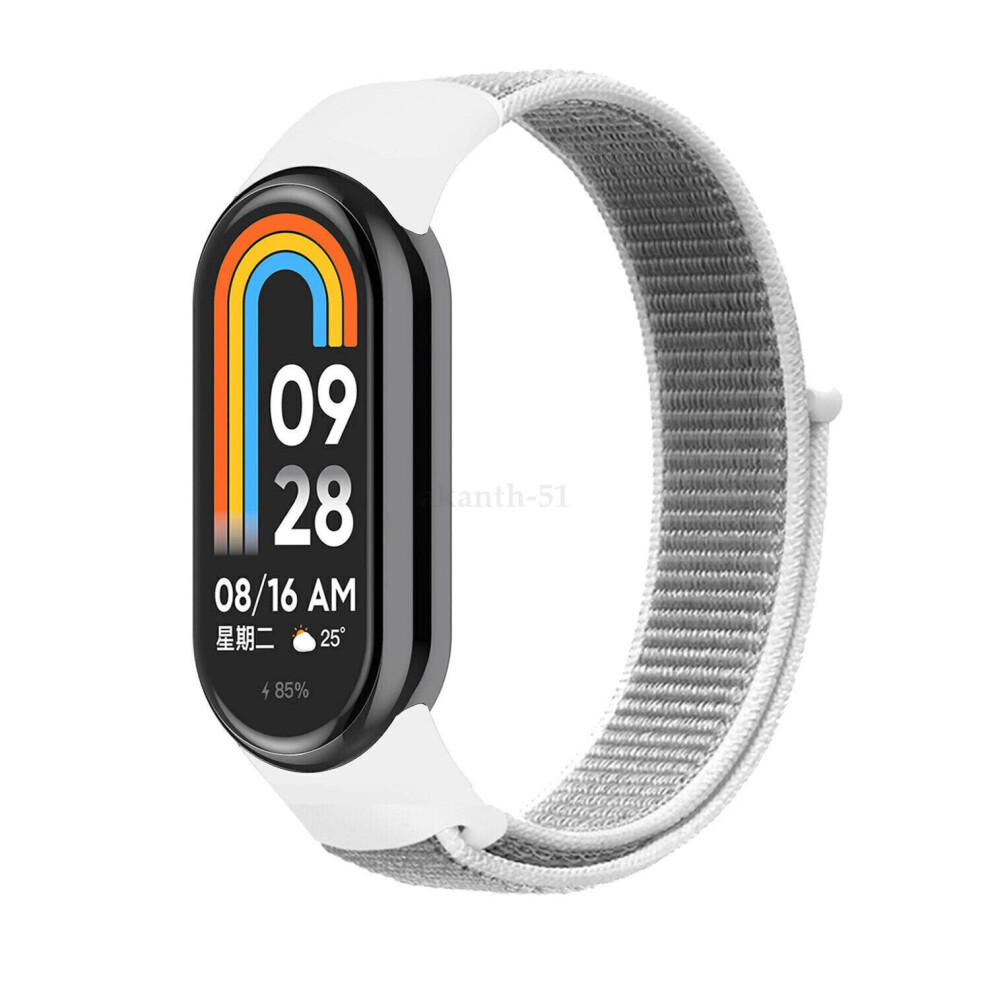 (Seashell, For Mi Band 8) Replacement Nylon Loop Strap For Xiaomi Band 8 Nfc Smart Bracelet Wristband Hot 6963793827060