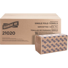 Echte Joe Single-Fold Value papieren handdoeken (doos van 16 verpakkingen, 250 vellen per verpakking)