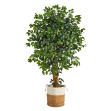 5.5 Palace Ficus -keinopuu k sintehdyll luonnonjuutista ja puuvillasta valmistetulla istutusastialla