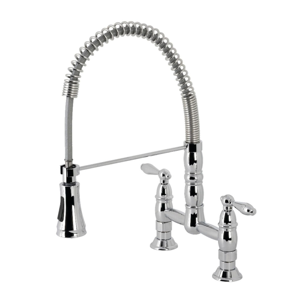 Photos - Tap Hidden Part Kingston Brass GS1271AL Heritage Pull-Down Sprayer Kitchen Faucet 14.13 x 10 x 18.75 Polished Chrome