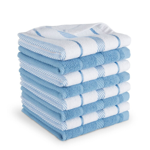 KitchenAid KitchenAid Albany, set da 8 strofinacci blu velluto/bianco, 30,5 x 30,5 cm