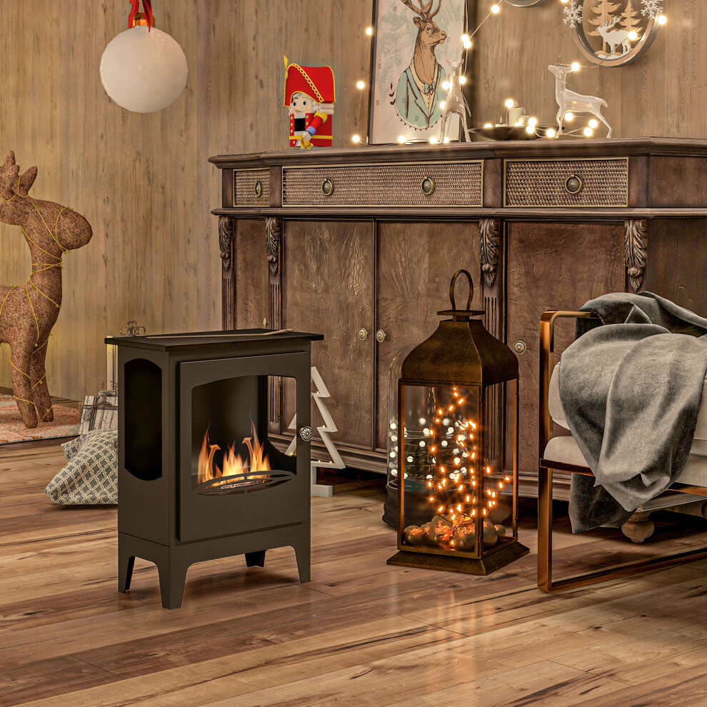 Homcom Freestanding Bioethanol Fireplace Ethanol Fireplace Stove With 1.2L Tank