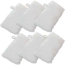 Made Easy Kit Badhandschoenen - Pak van 6 - (6"""" x 9"""") Washandje in Europese stijl met lus (wit 6 x 9 inch)
