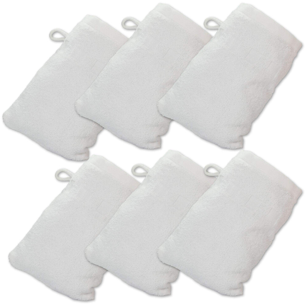 Kit de gants de toilette Made Easy - Paquet de 6 - (6"""" x 9"""") Gant de toilette de style europ   en avec boucle (Blanc 6 x 9 pouces)