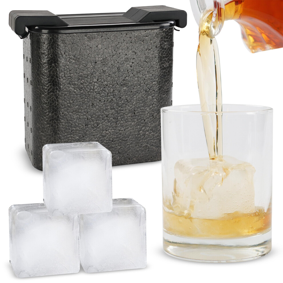 Ice Cube Maker 2CT Cubes - Square Ice Bube Form Box Silikon Duza Whisky Lodowa Klapka 1Pk Zestaw Z Pojemnikiem-image