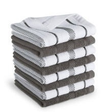 KitchenAid Albany Dishcloth 8 Pack Set Charcoal Grey/White 12""""x12""""