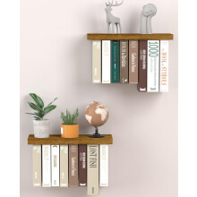 Tohiasen Floating Book Shelves for Wall Mounted Set of 2 Wood Hanging Bookshelf Book Display Shelf for Wall Unique Space Saving Book Shelf Wall Boo