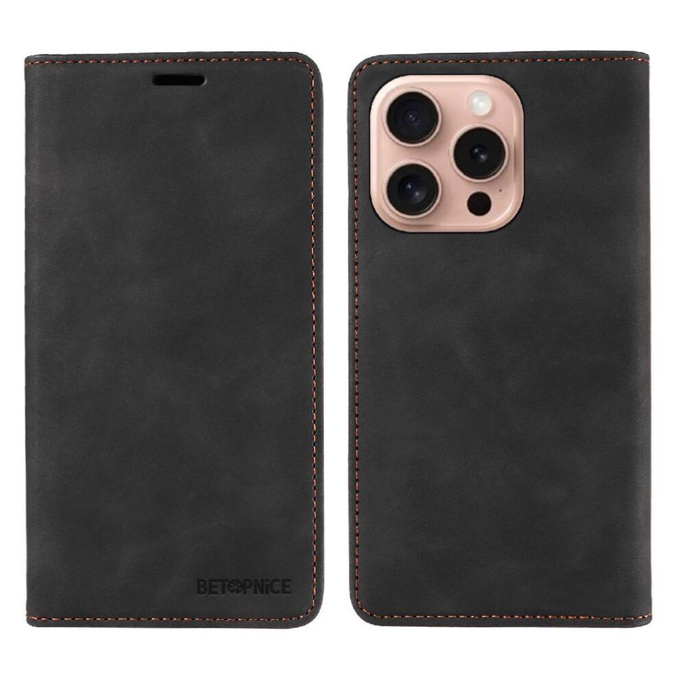 (Black) Case For Iphone 16 Pro Max Folio Wallet Protective Magnetic Pu Leather Black 764563696888