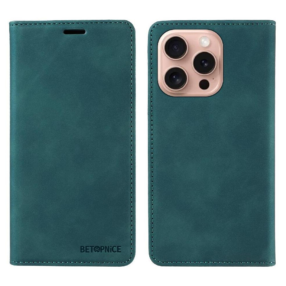 (Green) Case For Iphone 16 Pro Magnetic Pu Leather Protective Folio Wallet Green 764563696918