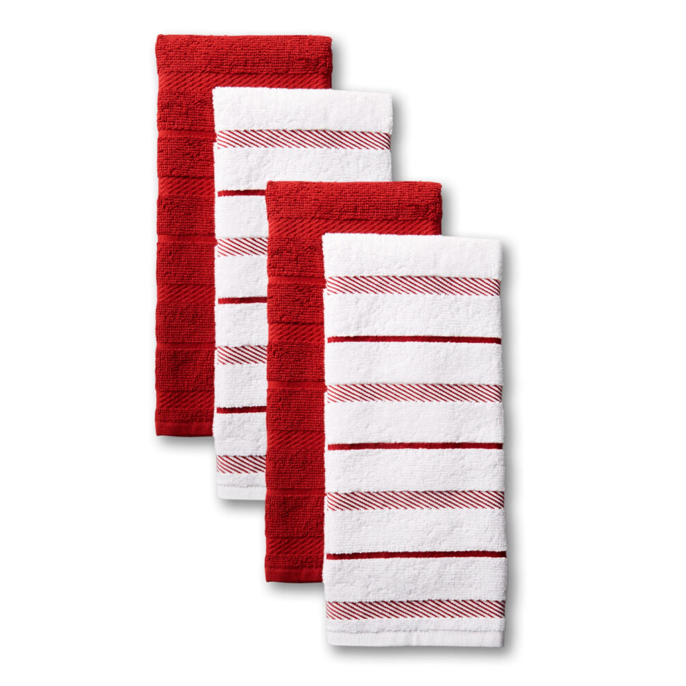 KitchenAid Albany Kitchen Towel 4-Pack Set  Passion Red/White  16""""x26