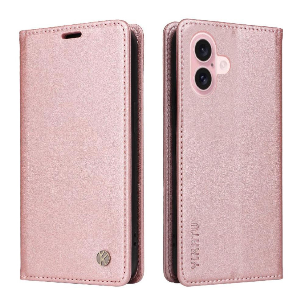 Photos - Case  Flip  for iphone 16 Strong Magnetic Attraction with Card Slots Faux Leather and Full Matte Tpu and Stand Function(Pink)
