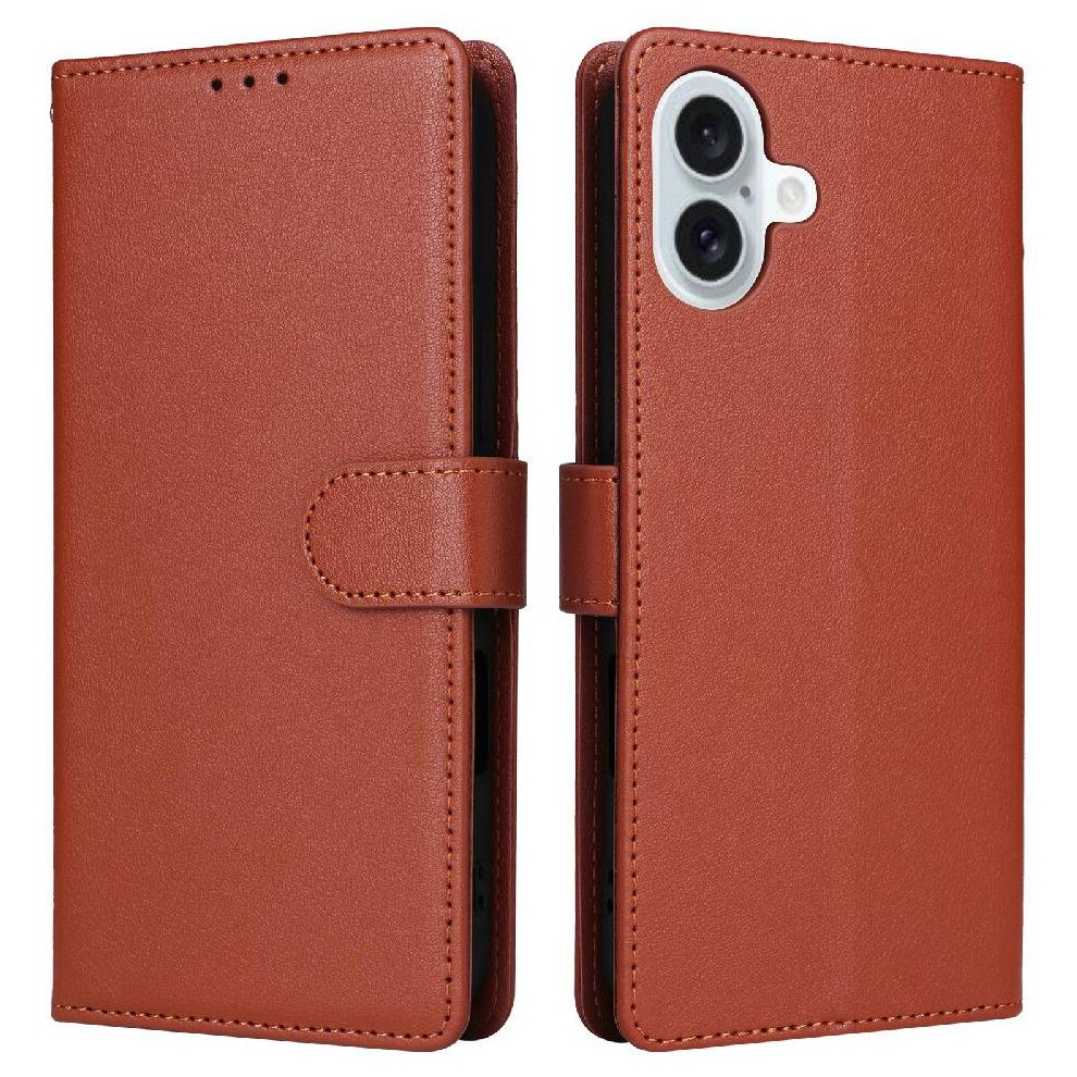 Photos - Case  Flip  for iphone 16 Plus Card Holder Wrist Strap Wallet  Kickstand Magnetic Pu Leather(Brown)