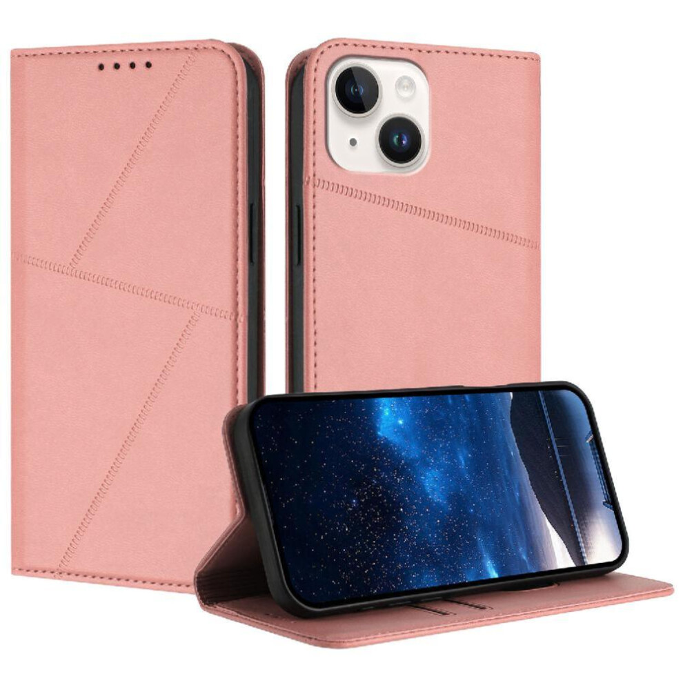 (Pink) Case For Iphone 13 With Card Slots And Kickstand Shockproof Cover Anti-Fingerprint Matte Texture Pink 764563698202