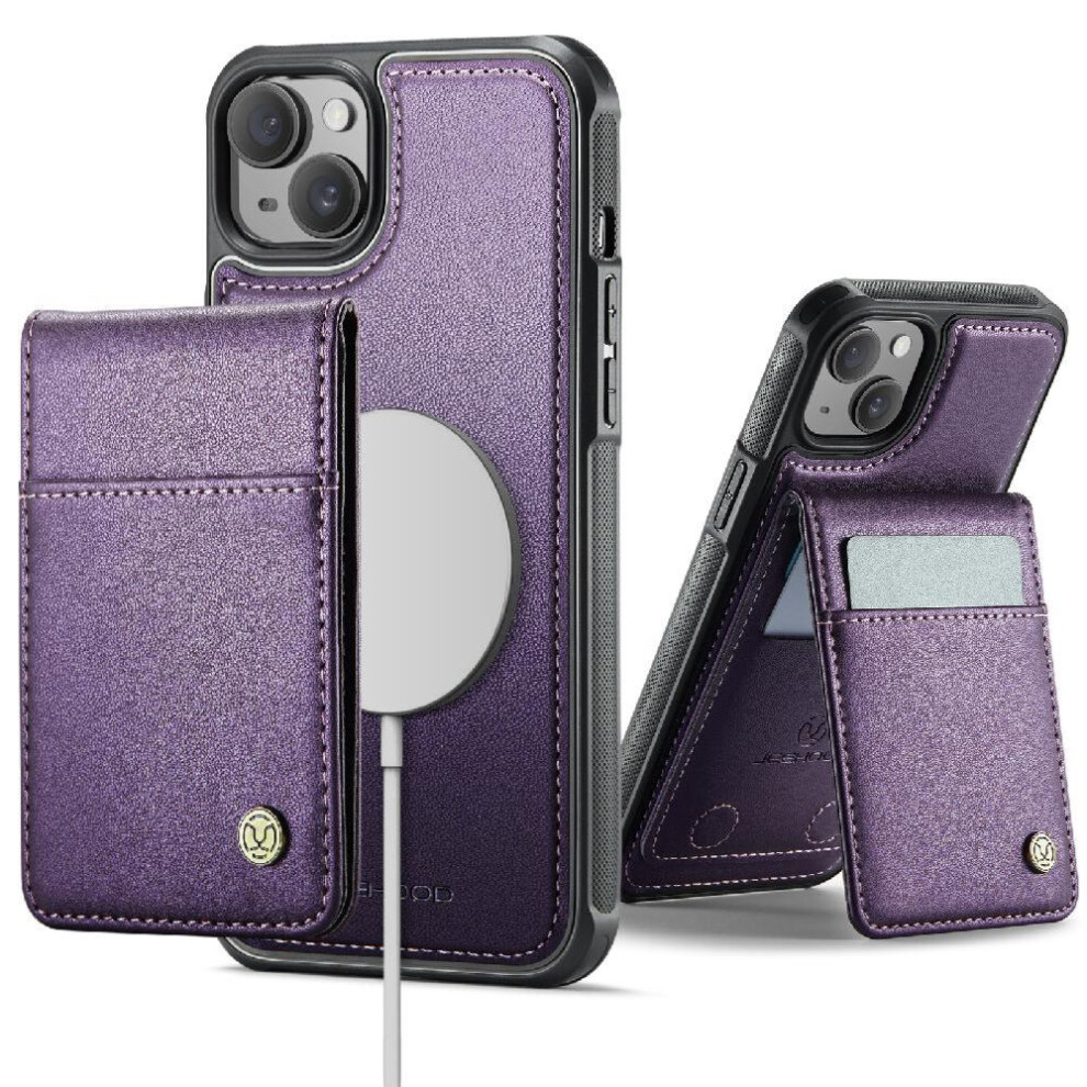 (Purple) Compatible With Iphone 13 Case Stand Wireless Charging Cardsllots Rfid Purple 764563700554