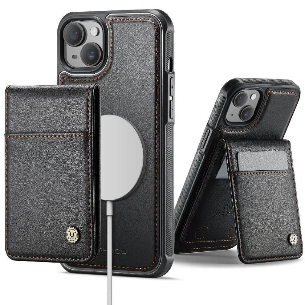 (Black) Compatible With Iphone 13 Case Stand Wireless Charging Cardsllots Rfid Black 764563700585