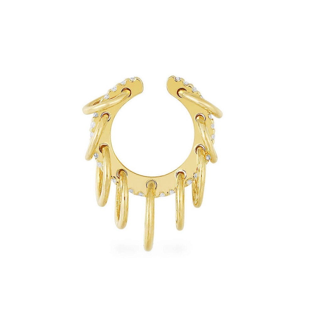 (As Show, One Size) Sturdy And Delicate Alloy Ear Cuff Flexible Metal Ear Clamp Adornment With Customizable Tightness For Gatherings 7683012623059