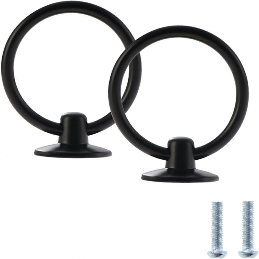 (As show, One size) Set of 12 Vintage Ring Shaped Drawer Pulls for Kitchen Cupboard, Antique Style Cupboard Door Handles, Black