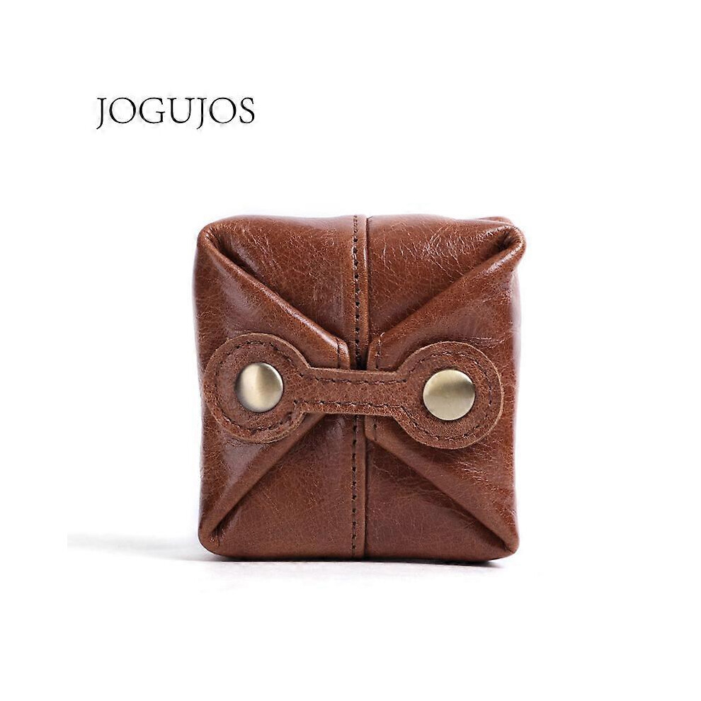 (As show, One size) Purse Coin Purse Leather Coin Bag Small Vintage Mini Purse Wallet Genuine Leather, Color:Cognac Brown