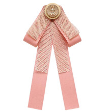 (02Back pin, One size) Elegant Necktie with Ribbon and Crystal Bow Vintage Lapel Clothing Jewelry Perfect for Wedding Engagement