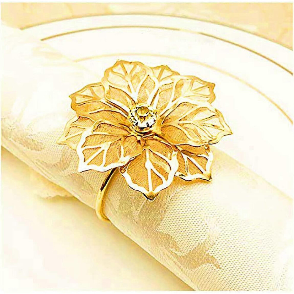 (As show, One size) (Flower-Gold) Napkin Rings and Holders, 1pcs Metal Napkin Ring Napkin Loop Holder for Table Decoration
