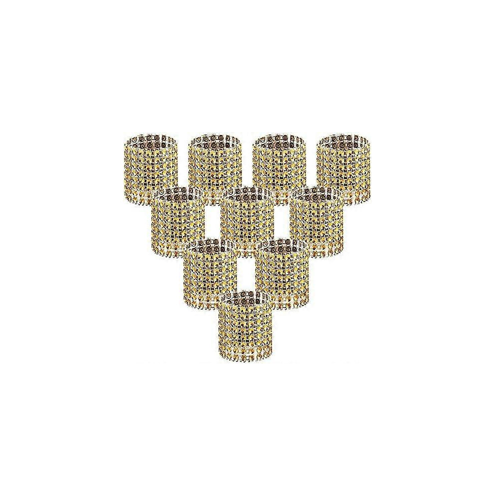(As show, One size) (Gold, 50pcs) Napkin Rings Shiny Rhinestone Napkin Rings Wedding Napkin Ring
