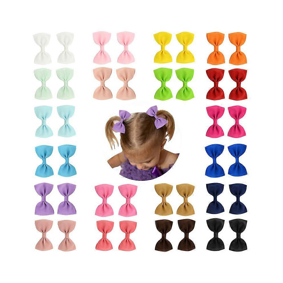 (As show, One size) 40 Pack 7cm Grosgrain Ribbon Crocodile Hair Clips for Baby Girls