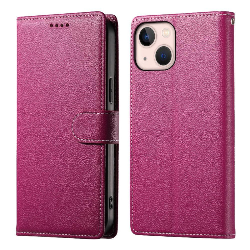 (Pink) Compatible With Iphone 13 Mini Case Shockproof Daily Use Card Slots Magnetic Closure Pink 764563702121