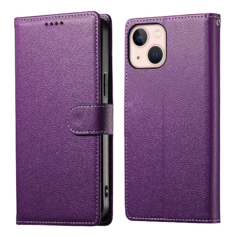 (Purple) Compatible With Iphone 13 Mini Case Shockproof Daily Use Card Slots Magnetic Closure Purple 764563702091