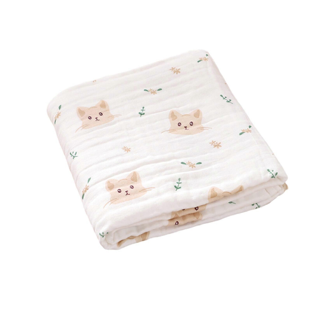 (Tabby Cat, One Size) Cotton Baby Blanket Four Layers Breathable Baby Bath Towel Multipurpose Baby Blanket Easy To Carry For Home & Travel 7683012621420