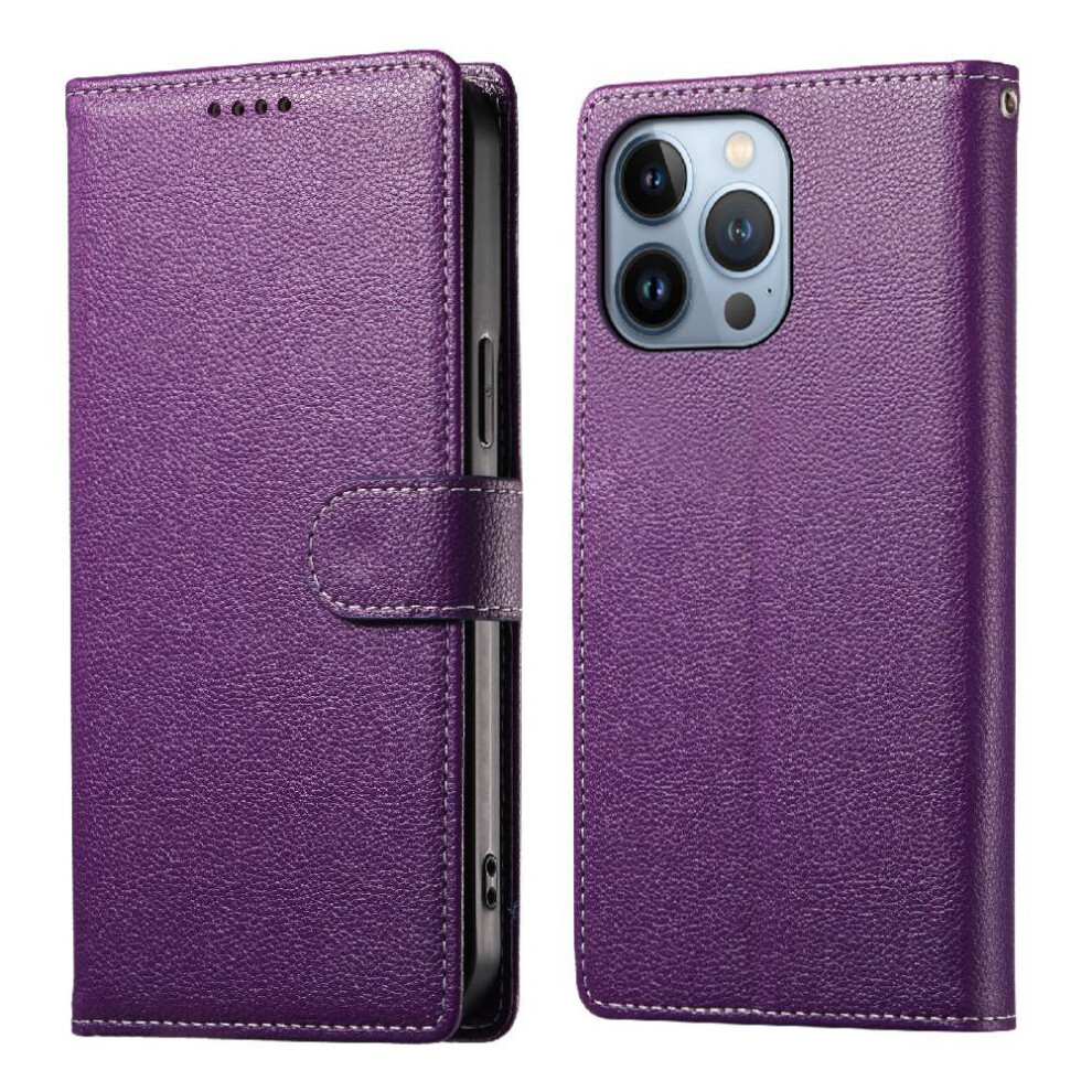 (Purple) Compatible With Iphone 13 Pro Case Magnetic Closure Shockproof Card Slots Daily Use Purple 764563702169
