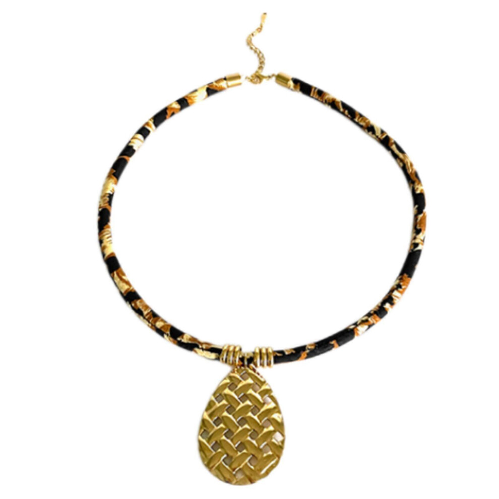 (Golden Sun, One Size) Elegant Stainless Steel Pendant Necklace With Leopard Designs And Soft Rope String For Parties And Special Occasion 7683012621154