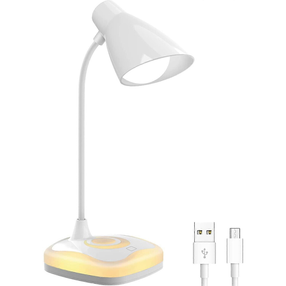(As Show, One Size) Desk Lamp, Usb Rechargeable Flexible Neck, Eye Protection, 3 Brightness Levels With Touch Control, Table Lamp For Writing - Bedsid Light