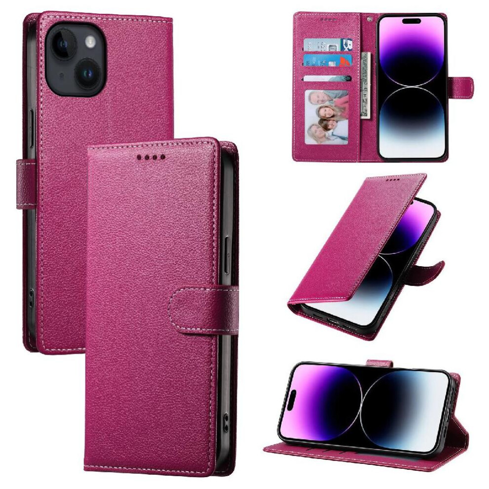 (Pink) Compatible With Iphone 13 Case Magnetic Closure Daily Use Card Slots Shockproof Pink 764563702336