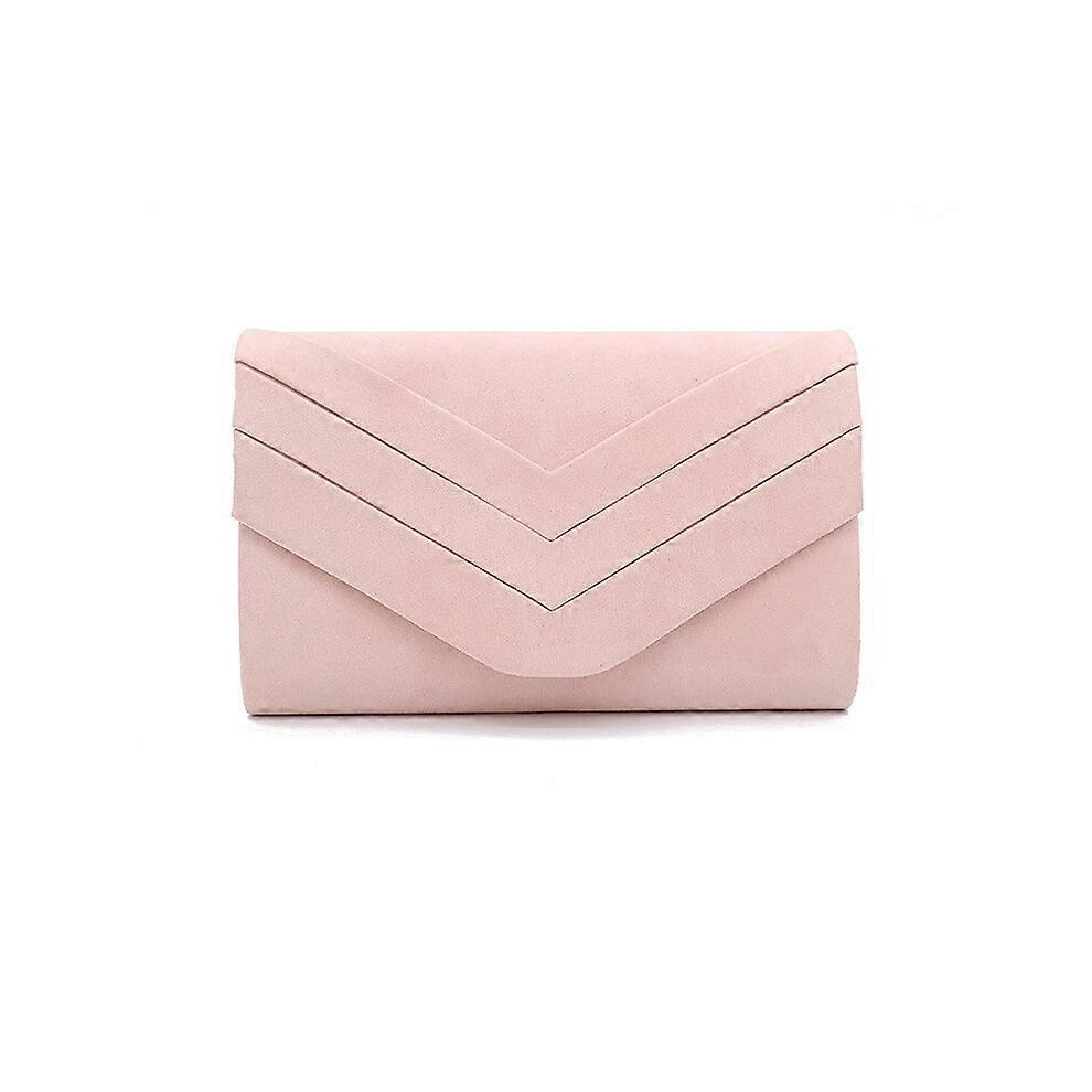 (As show, One size) Clutch (pink) with chain Handbag Stand Velvet Party Evening Bag Clutch