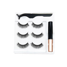 (As show, One size) Magnetic False Eyelashes Eyeliner, 3 Pairs Reusable Natural Magnetic Eyelashes with Eyeliner and Eyelash Curler, 3D Magnetic Waterproof Handmade False