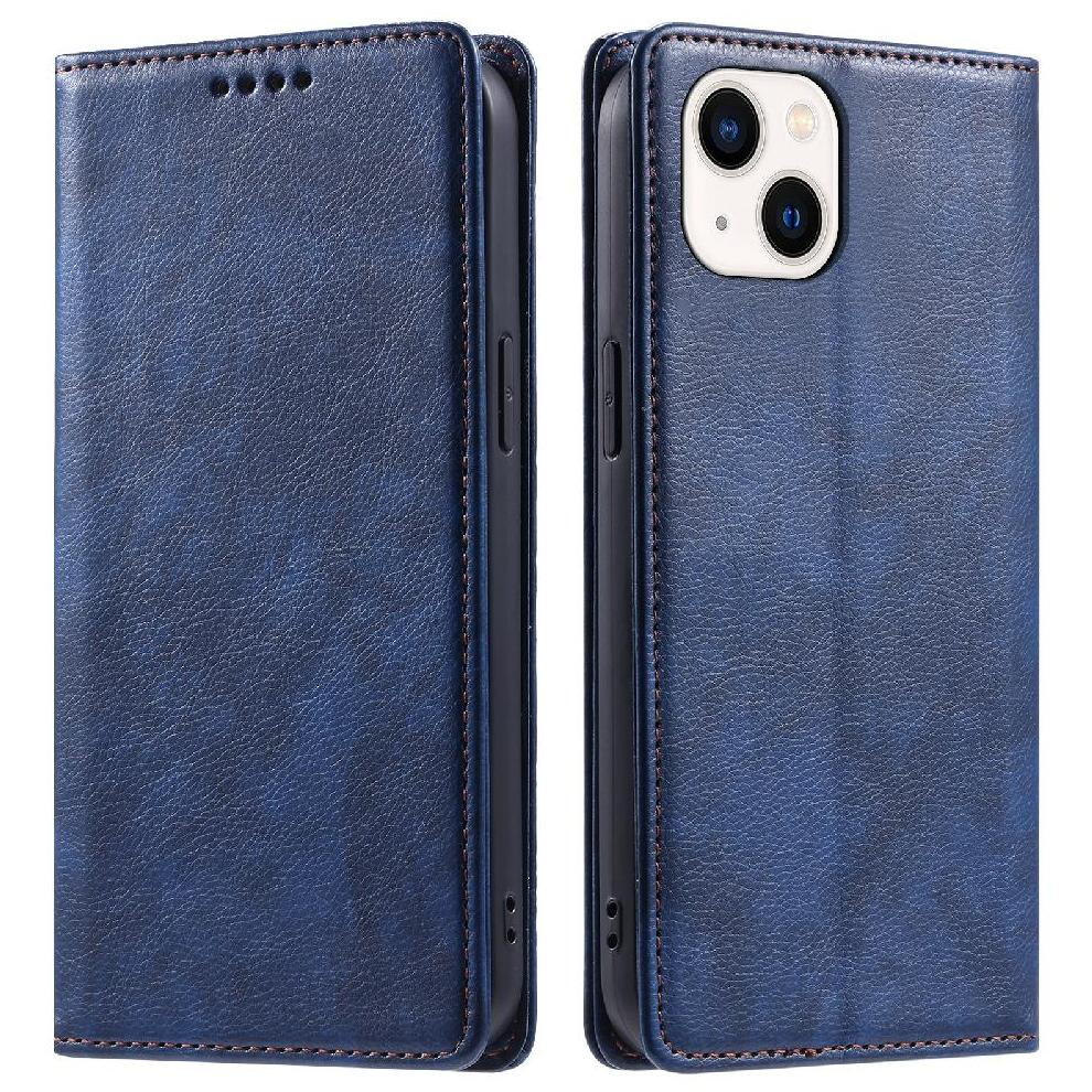 (Blue) Flip Case For Iphone 13 Magnetic Card Slots Holder Slim Wallet Pu Leather Protective Blue 764563704583