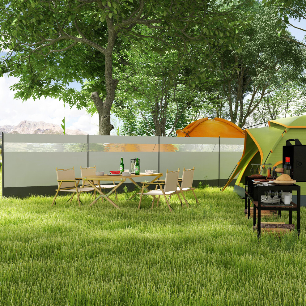 Outsunny Camping Windbreaks With Clear Windows And Carry Bag, 725 X 140Cm, Grey