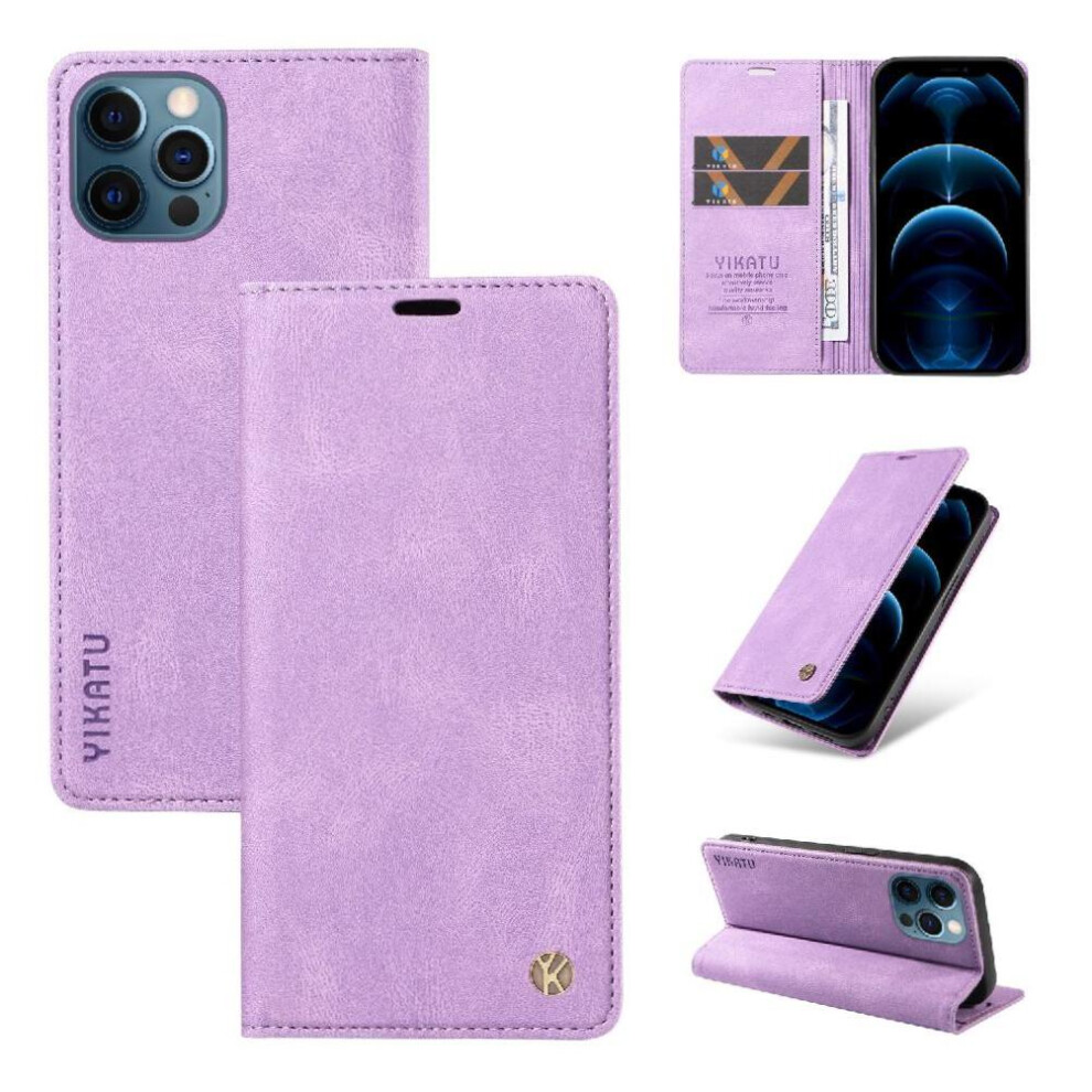Photos - Case Compatible with iphone 13 Pro Solid Color Magnetic Flip Phone Leather Skin-friendly(Purple)