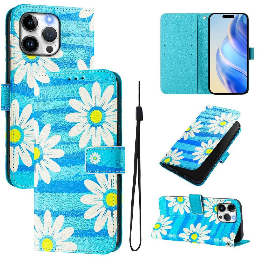 (C3 ) Case For Iphone 13 Pro Flip Leather Wallet Wrist Strap Pattern Magnetic Closure 764563706853