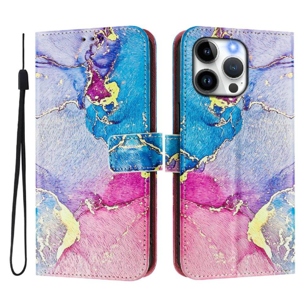 (C2) Case For Iphone 13 Pro Max Wrist Strap Pattern Magnetic Closure Flip Leather Wallet 764563706907