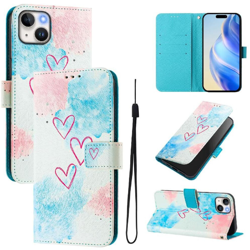 (C6) Case For Iphone 13 Mini Wrist Strap Flip Leather Wallet Pattern Magnetic Closure 764563707003