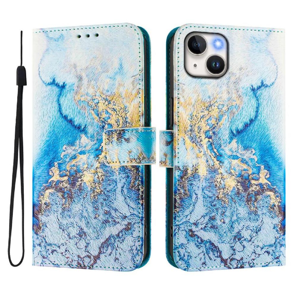 (C1 ) Case For Iphone 13 Mini Wrist Strap Flip Leather Wallet Pattern Magnetic Closure 764563706952