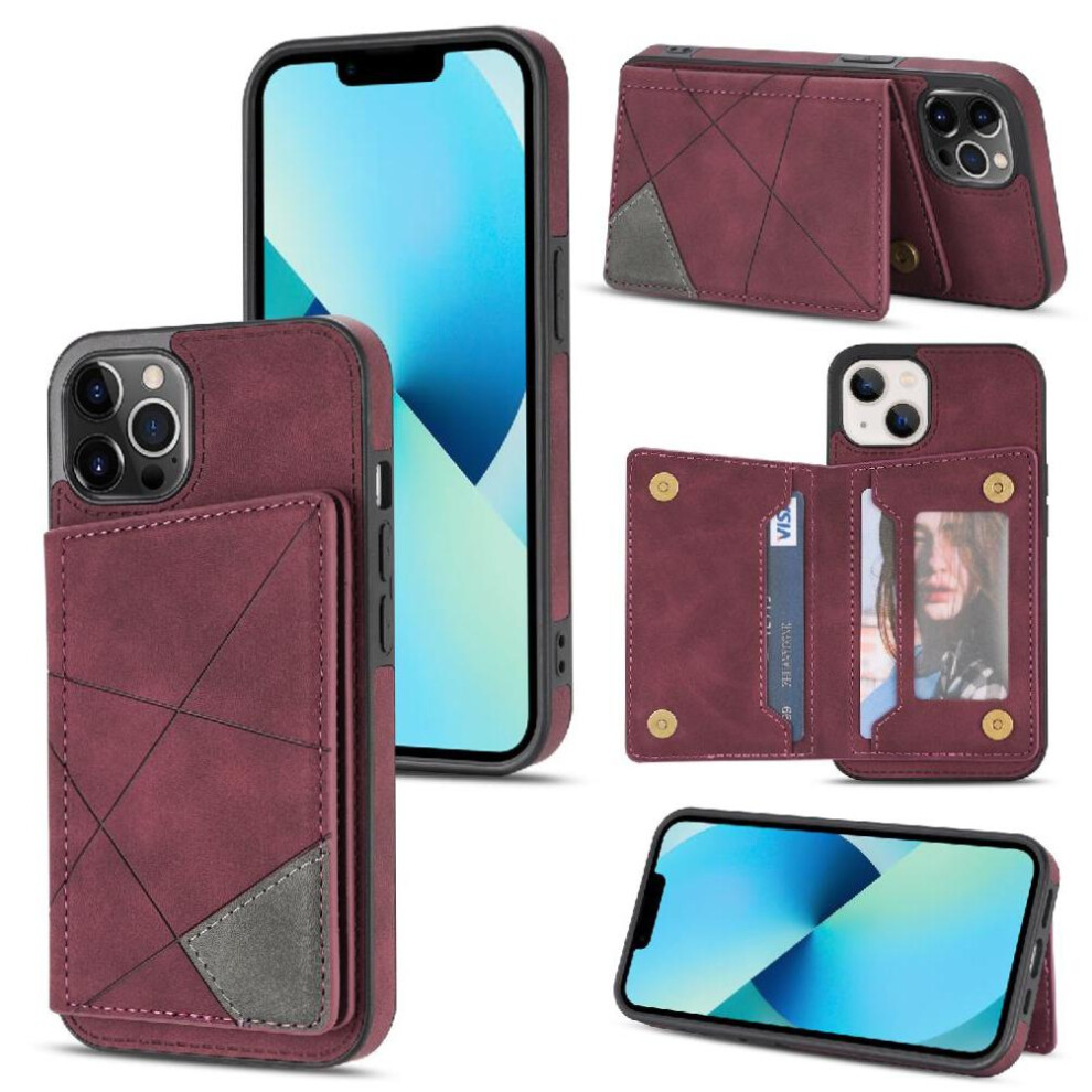 Photos - Case Compatible with iphone 13 Pro Shockproof Pu Leather Cell Phone Jacket Shock Absorption Double Magnetic Clasp Prot(Red)