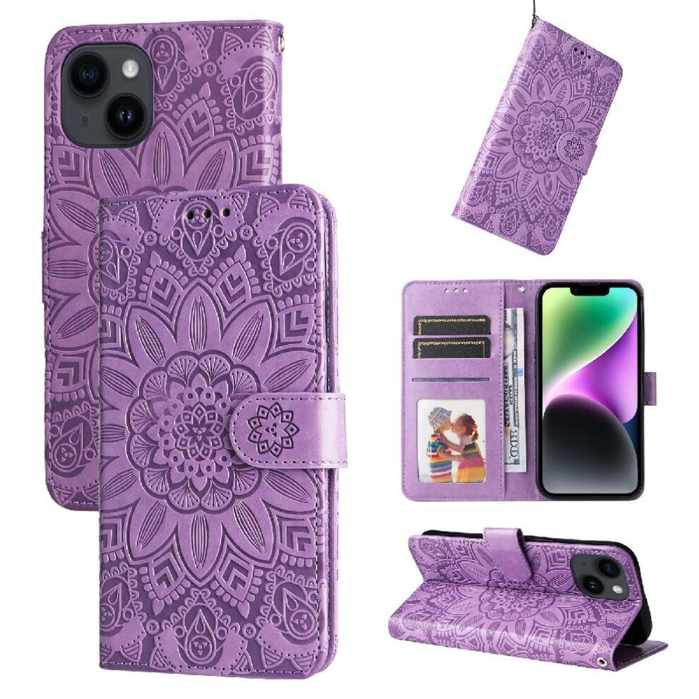 (Purple) Compatible With Iphone 13 Mini Case Card Slots Flip Leather Protective Cover Purple 764563708031