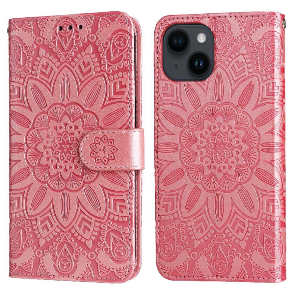 (Pink) Compatible With Iphone 13 Case Card Slots Flip Leather Protective Cover Pink 764563708109