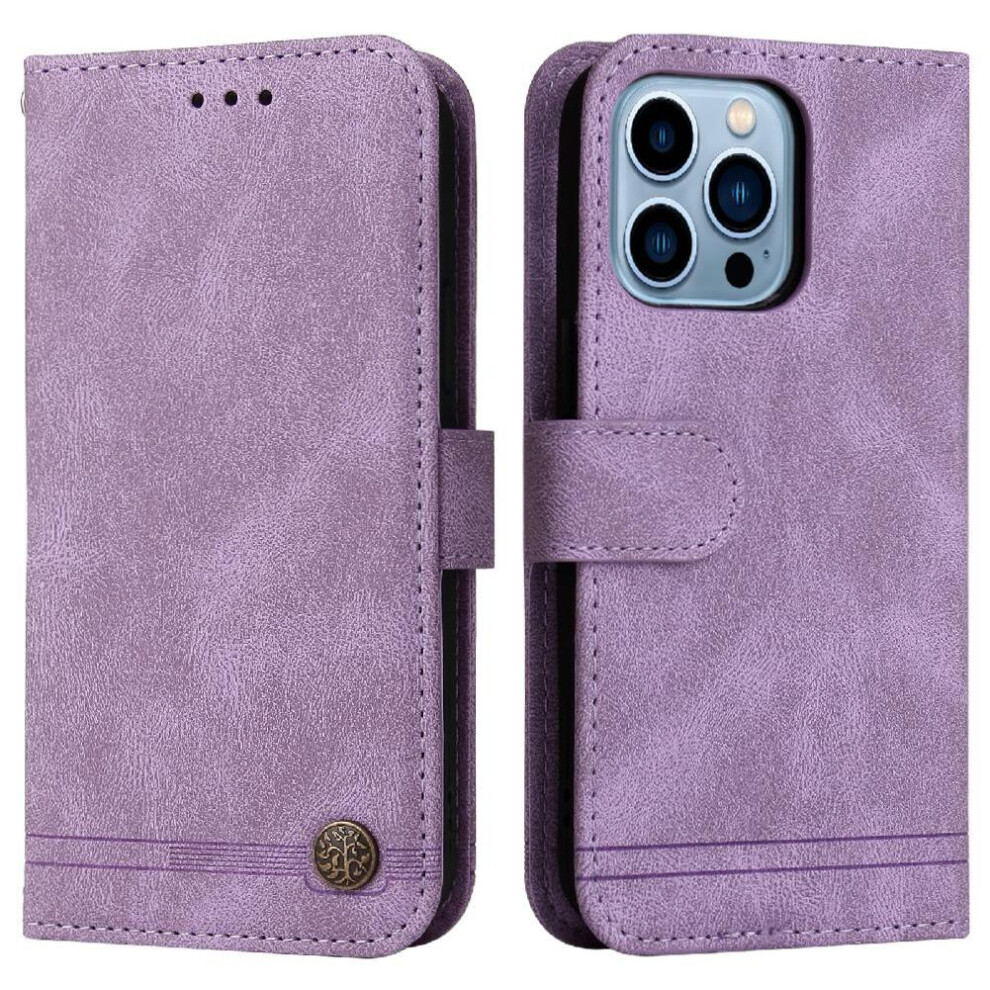 (Purple) Compatible With Iphone 13 Pro Case Leather Protective Cover Card Slot Holders Purple 764563709403