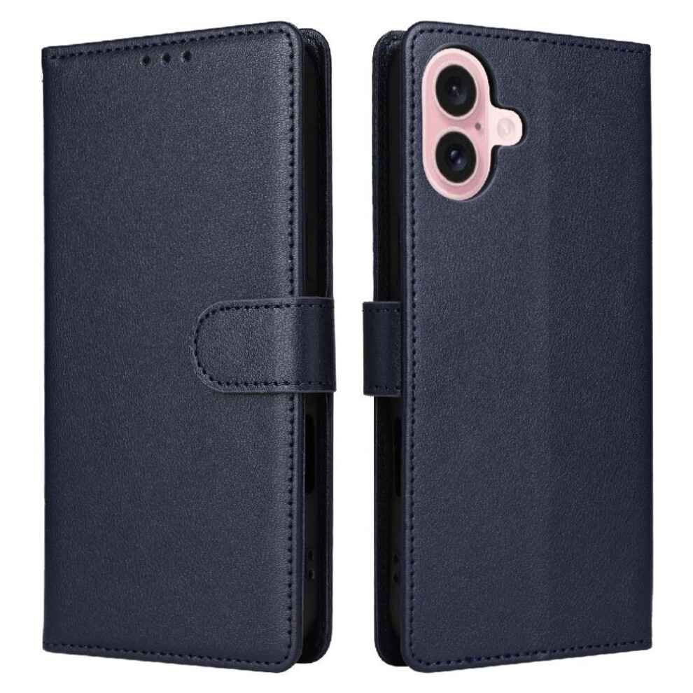 (Blue) Flip Case For Iphone 16 Card Holder Pu Leather Wallet Case Wrist Strap Kickstand Magnetic Blue 764563711970