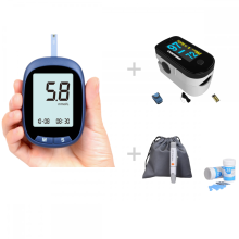 GlucoGo Pro Smart Bloedglucosemeter Kit met 50 Strips en Naalden + Vingerclip - Draagbare Reisoplossing voor Senioren (Blauw)
