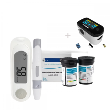 GlucoAuto Pro White: volledig automatische glucosemeter met vingerclip - draagbare reiskit voor ouderen, thuis en onderweg